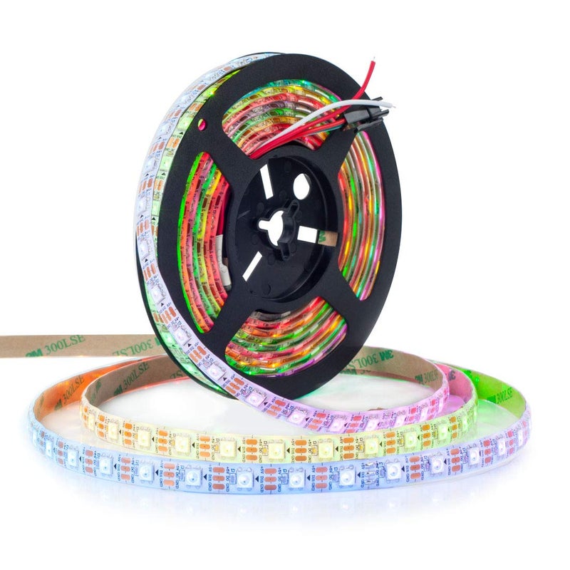 BTF-LIGHTING WS2812B RGB ECO LED Strip, Chasing Effects 5050SMD Individually Addressable 16.4FT 60Pixels/m 300Pixels Flexible Dream Color IP65 for Bedroom DIY Projects DC5V(No Adapter or Controller) - Image 1